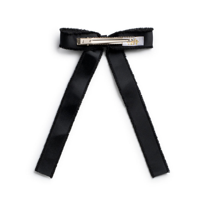 decol003-Dahlia deconstructed grosgrain ribbon long tail clip black
