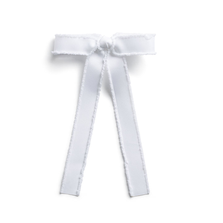 decol006-Dahlia deconstructed grosgrain ribbon long tail clip white