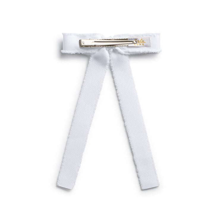 decol006-Dahlia deconstructed grosgrain ribbon long tail clip white