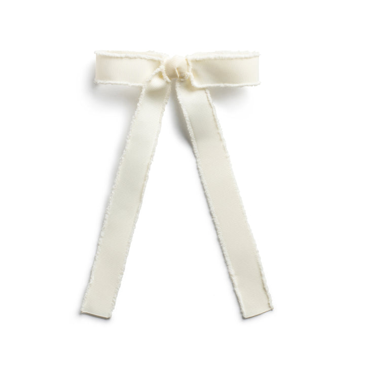 decol007-Dahlia deconstructed grosgrain ribbon long tail clip ivory
