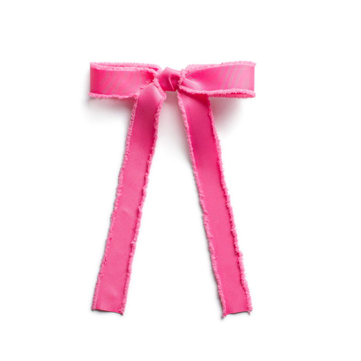 decol008-Dahlia deconstructed grosgrain ribbon long tail clip hot pink