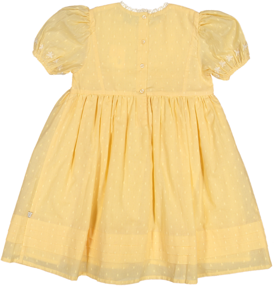GEORGIA DRESS WITH SLEEVES-VANILLA DOBBY DOTS