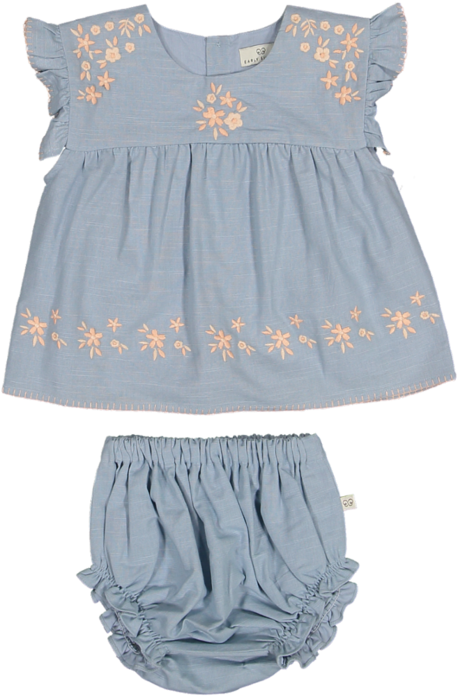 LILY SHIRT/BLOOMERS-OCEAN BLUE COTTON LINEN
