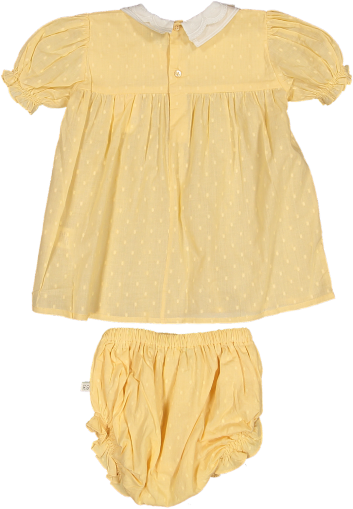 SUKIE BABY DRESS W/ BLOOMER-VANILLA DOBBY DOTS