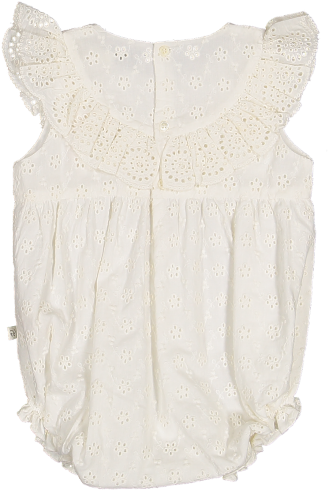 ROSE BABY BUBBLE-IVORY ALL OVER EYELET