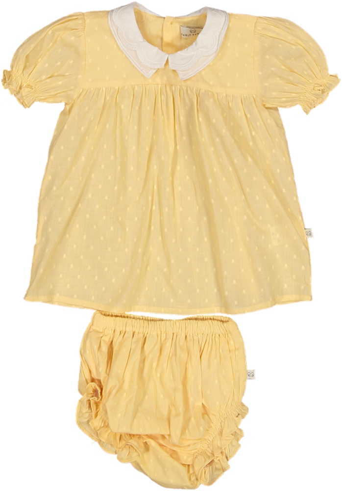 SUKIE BABY DRESS W/ BLOOMER-VANILLA DOBBY DOTS