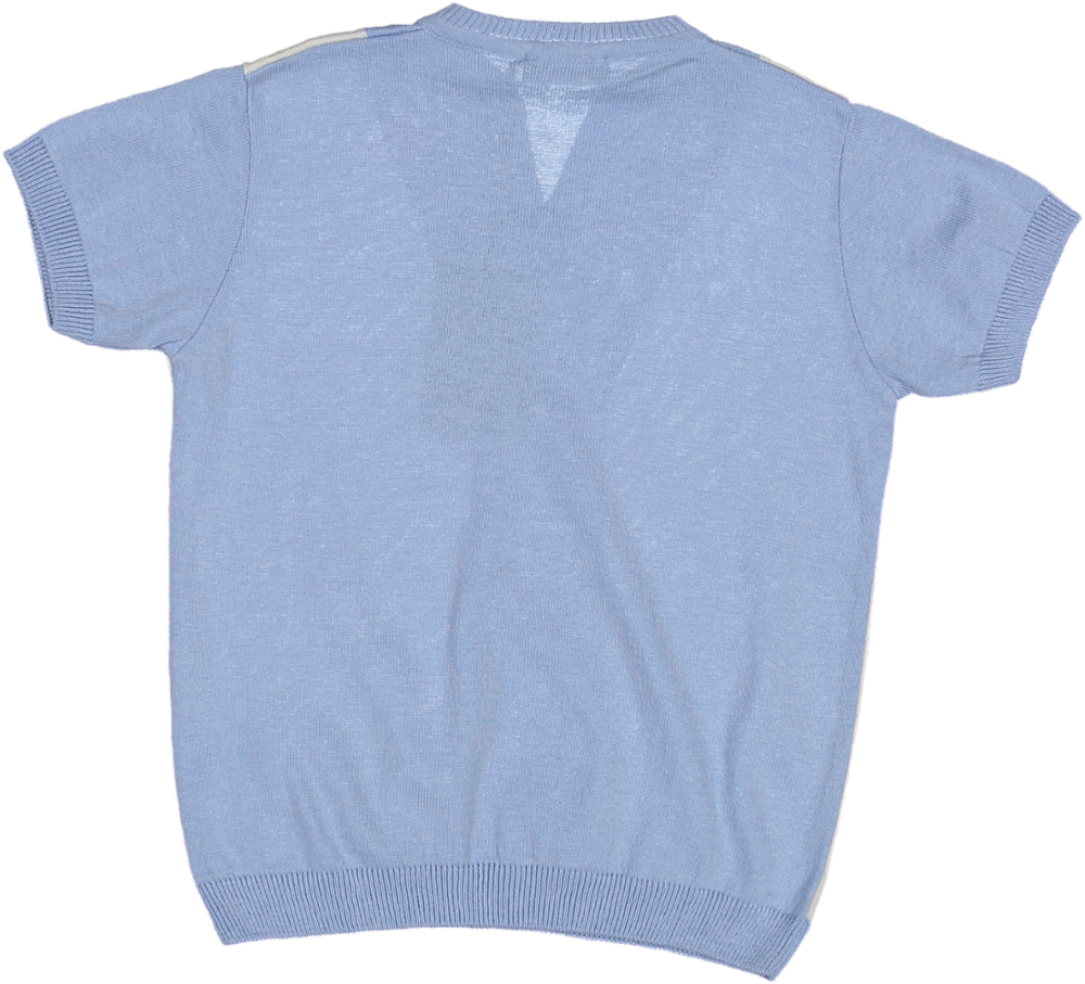 ETS3117-Sweater Short Sleeve-Ocean/Off Wht