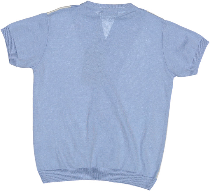 ETS3117-Sweater Short Sleeve-Ocean/Off Wht