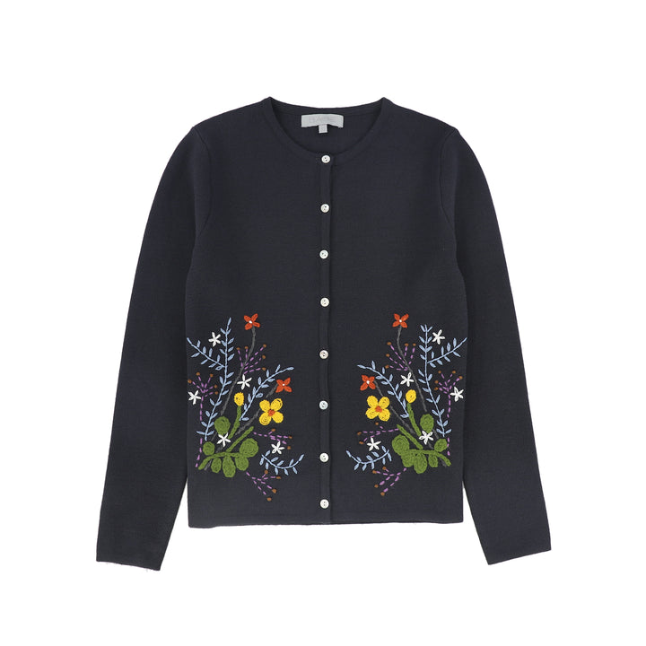 C-23212-Embroidered Cardigan-Grey