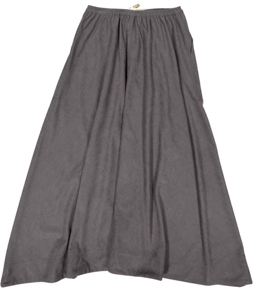 HSK876-PANELED CORD SKIRT-CHARCOAL