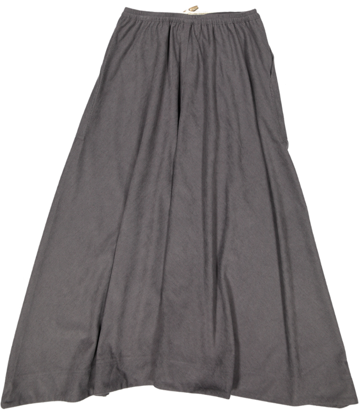 HSK876-PANELED CORD SKIRT-CHARCOAL