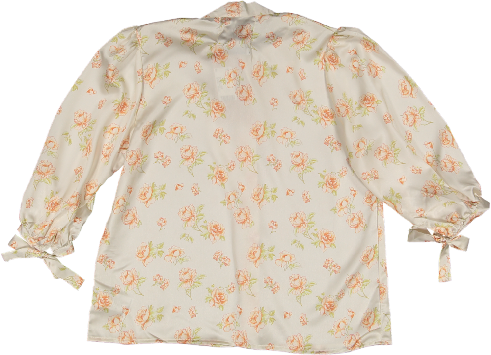 HSH650-PRINTED SHIRT WITH A BOW-Peach