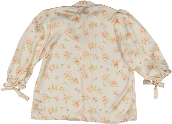 HSH650-PRINTED SHIRT WITH A BOW-Peach