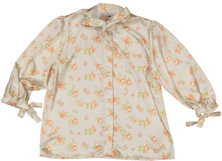 HSH650-PRINTED SHIRT WITH A BOW-Peach