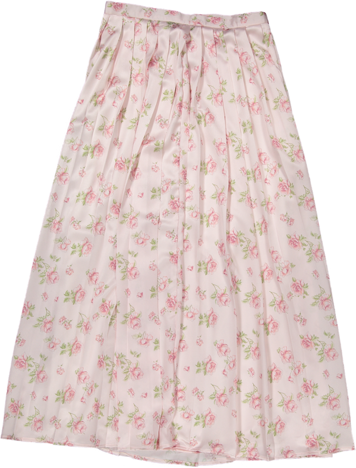 HSK676-SILKY PLEATED SKIRT-Pink