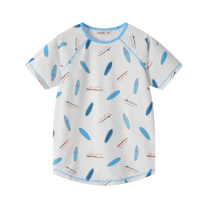 SURFBOARD PRINT SWIM SHIRT-AQUA MULTI