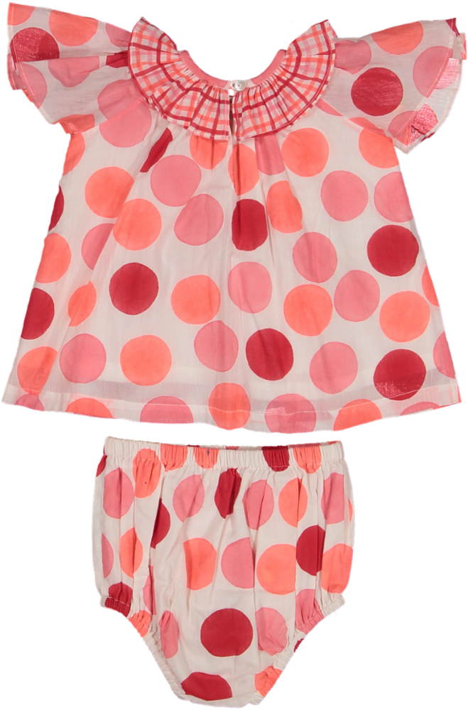 EVE AS BABY BLOOMER SET-PINK POLKA