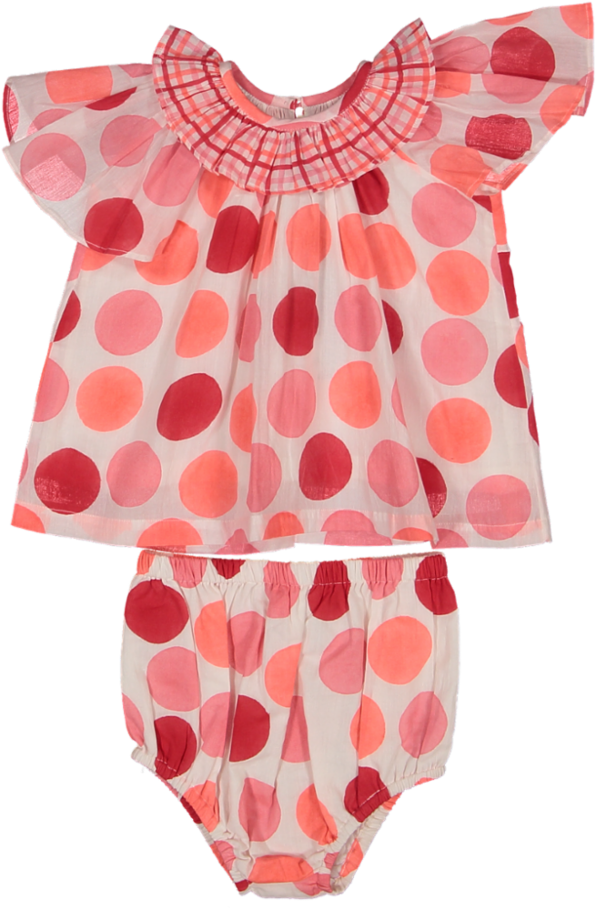 EVE AS BABY BLOOMER SET-PINK POLKA