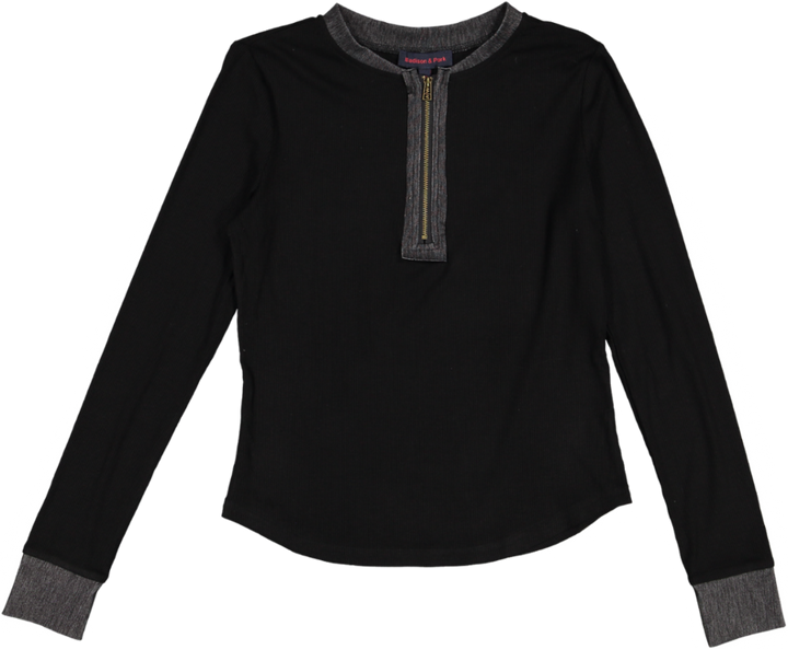 TS51583T-BLACK RIB TOP WITH EXPOSED ZIPPER