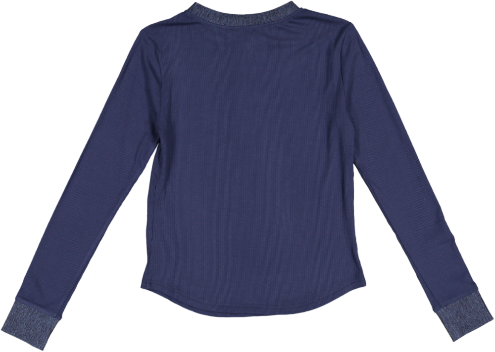 TS51583T-DARK NAVY RIB TOP WITH EXPOSED ZIPPER