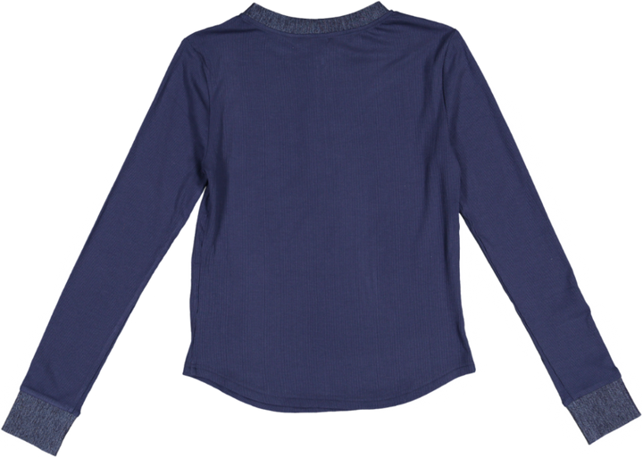 TS51583T-DARK NAVY RIB TOP WITH EXPOSED ZIPPER
