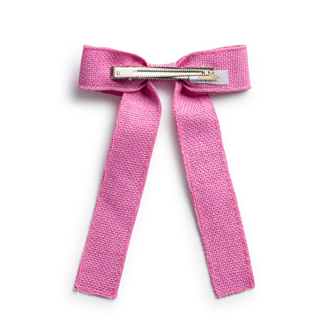 luxl003-Tabitha luxe linen long tail clip fuchsia