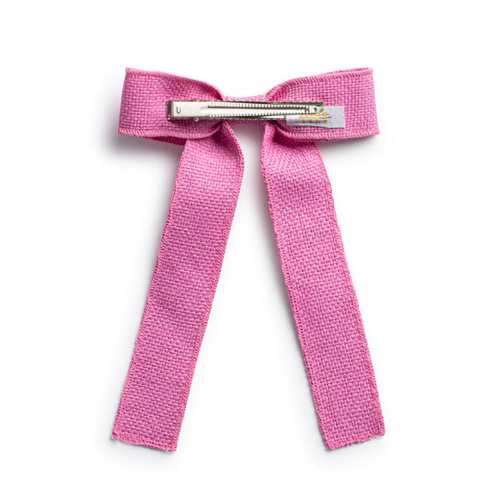 luxl003-Tabitha luxe linen long tail clip fuchsia