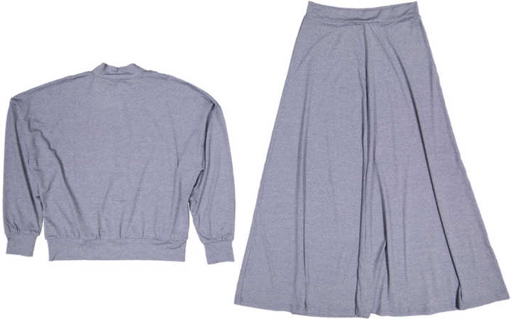 Swimwear Top/Skirt long Set-Heather Denim