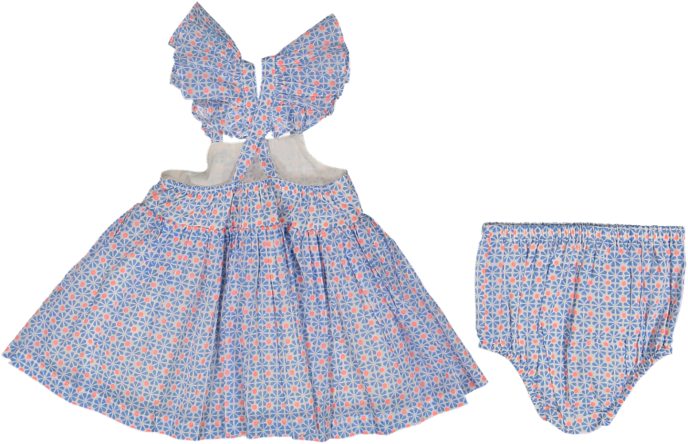 ABBY SET-BLUE GEOMETRIC PRINT