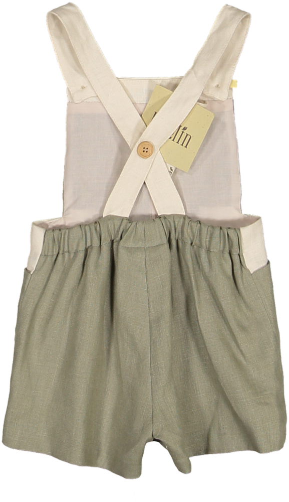 Mod 9.2 Green linen contrasting dungarees