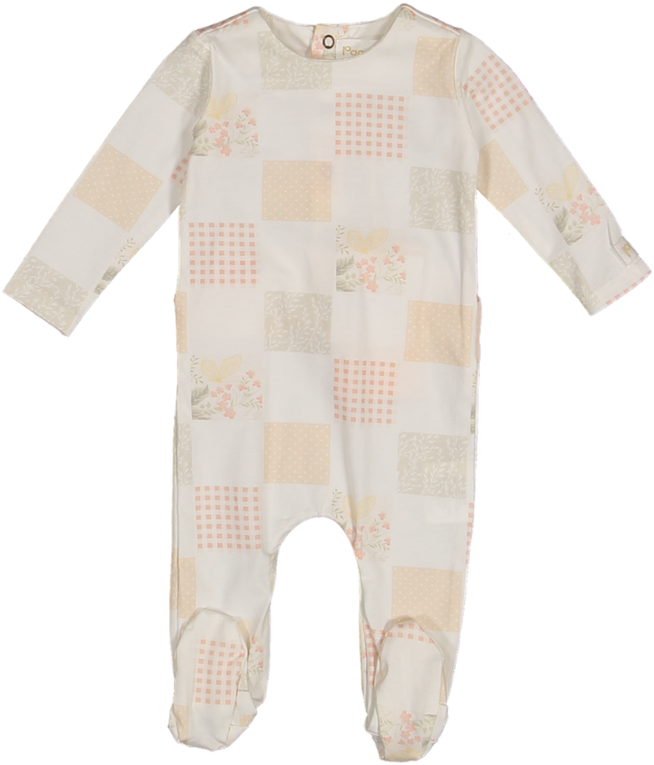 Patchwork Footie-Pink