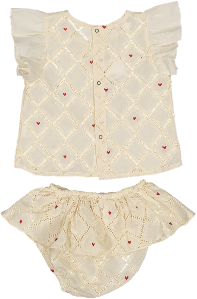 9010/6040-BABY TOP FLOWER/BLOOMER VOLANTE BORDADA SET
