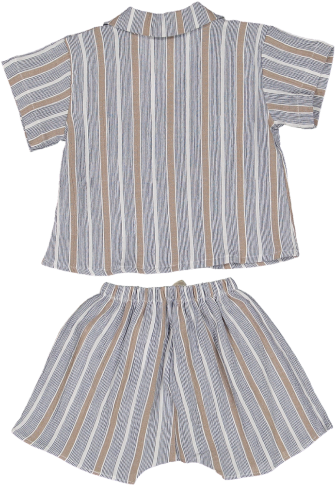 9012/6038-BABY SHIRT MUSELINA SOLAPA/BLOOMER SET-Stripes
