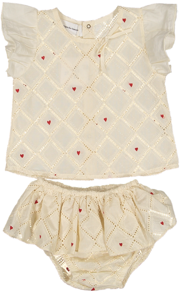 9010/6040-BABY TOP FLOWER/BLOOMER VOLANTE BORDADA SET