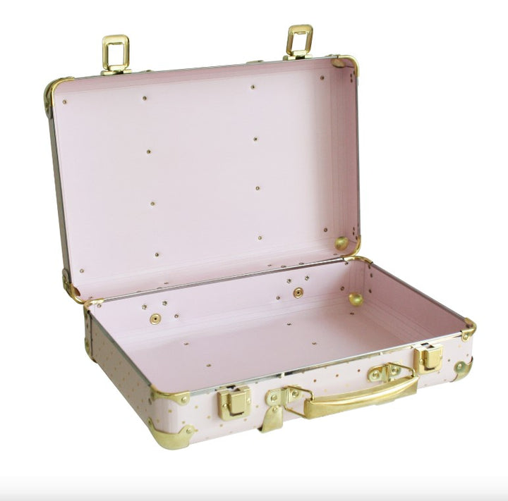 MINI VINTAGE BRIEF CASE-PINK/GOLD SPOT